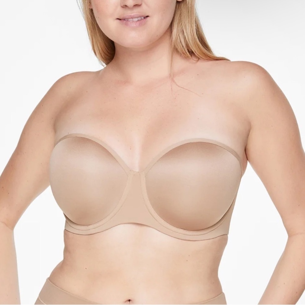 Thirdlove 24/7 Classic Strapless Taupe Bra Women’s Size 34F 34DDD